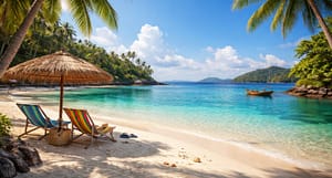 अंडमान और निकोबार द्वीप समूह का खूबसूरत बीच और नीला समुद्र