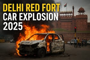 Delhi Red Fort Car Explosion 2025 – Car Caught Fire Near Red Fort, Thick Smoke Visible
