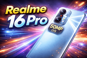 Realme 16 Pro smartphone realistic design with premium camera setup